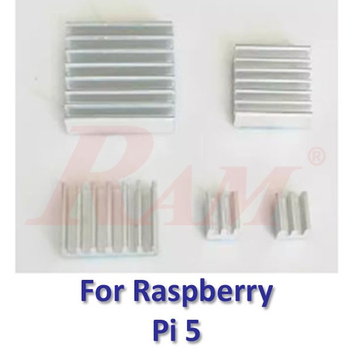 [HS.P5.WHITE] Heatsink Cooling Set for Raspberry Pi 5B Board - White طقم مبرد حراري هيت سينك للتبريد لبورد Raspberry Pi 5B لون أبيض