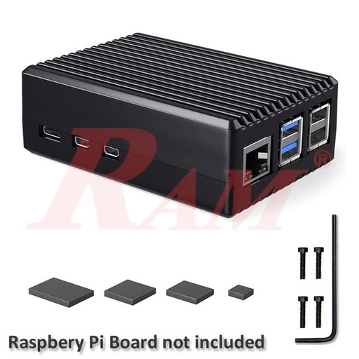 [RPI5.BOX.ALUMINUM] Enclosure For Raspberry Pi 5 Stripe Metal Aluminum Case