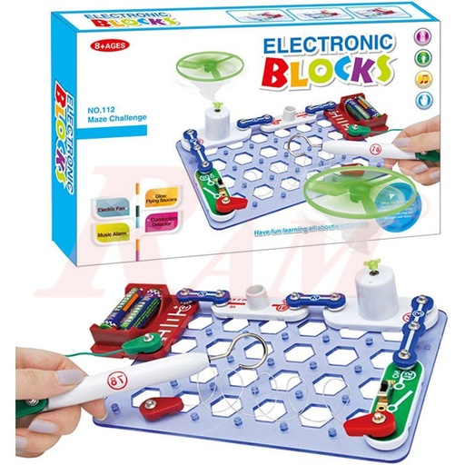 [KIT.EBLOCK.16.SLICES] Kids Electric Circuit Kit NO.112 - 16 Parts Maze Challenge UFO DIY STEM Toys Educational Electronics for Learning