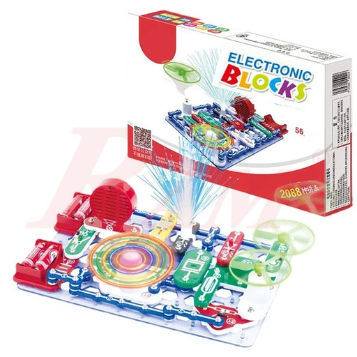 [KIT.EBLOCK.56.SLICES] Kids Electric Circuit Kit NO.500 - 56 Parts Maze Challenge UFO DIY STEM Toys Educational Electronics for Learning 