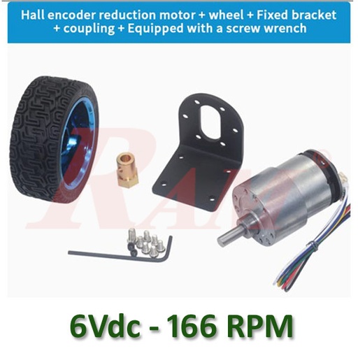 [DC.JGB37.6V.SET.166RPM] JGB37-520 DC Geared Motor 6Vdc 166 rpm Complete Set With Encoder