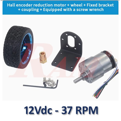 [DC.JGB37.12V.SET.37RPM] JGB37-520 DC Geared Motor 12Vdc 37 rpm Complete Set With Encoder