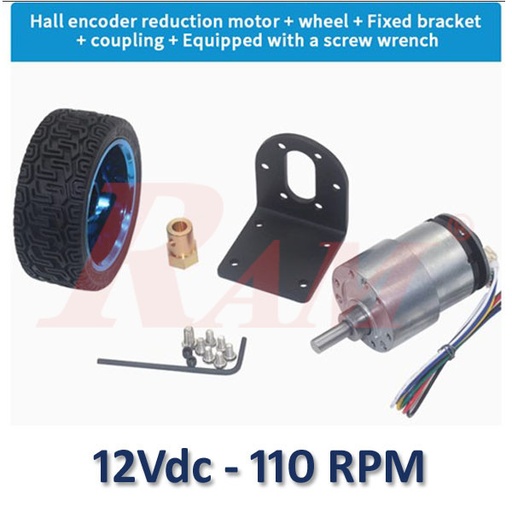 [DC.JGB37.12V.SET.110RPM] JGB37-520 DC Geared Motor 12Vdc 110 rpm Complete Set With Encoder