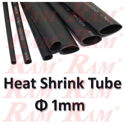 [H.SH.1MM.B] Heat Shrink Φ 1mm - 1 Meter هيت شرينك مكرونة حراري للعزل قطر 1 ملم - طول 1 متر
