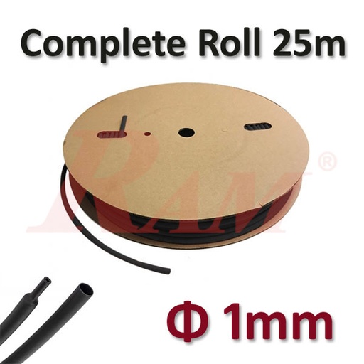 [ROL25.H.SH.1MM.B] Heat Shrink Φ 1mm - 1 Roll 25 Meters