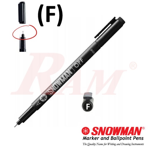 [PEN.DOKO.SNOW.OPF.F] SNOWMAN® Marker Pen (F) OPF Fine Tip Waterproof - For PCB Drawing - Black