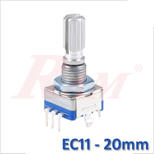 [POT.EC11.ROTARY.5PIN.20MM] EC11 Rotary Encoder With Push Button Switch 5pin 20mm Silver